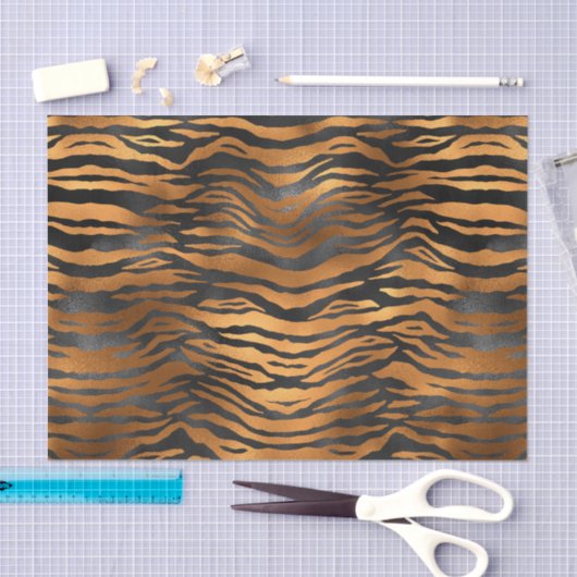 Elegant Copper Black Tiger Animal Print Tissuepapier (Craft)