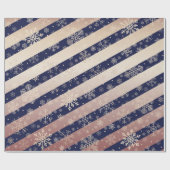 Elegant Copper Blue Kerstmis Snowflake Patroon Cadeaupapier (Vlak)