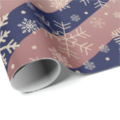 Elegant Copper Blue Kerstmis Snowflake Patroon Cadeaupapier (Rol Hoek)