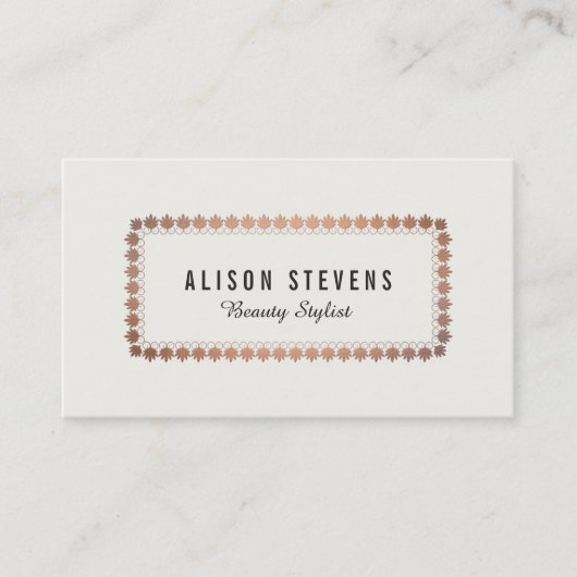 Elegant Copper Border, Makeup Artist Beauty, Salon Visitekaartje (Voorkant)