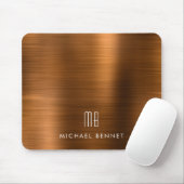 Elegant Copper Brown Metallic Monogram Name Muismat (Met muis)