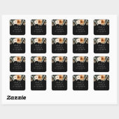 Elegant Copper & Earthy Black Wedding Vierkante Sticker (Vel)