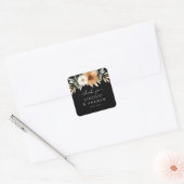 Elegant Copper & Earthy Black Wedding Vierkante Sticker (Envelop)