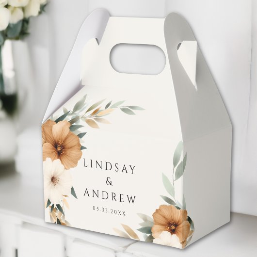 Elegant Copper Earthy Botanical Beige Wedding Bedankdoosjes