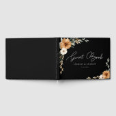 Elegant Copper Earthy Botanical Black Wedding Gastenboek (Volledig)