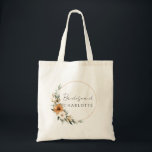 Elegant Copper & Earthy Botanical Bridesmaid Tote Bag<br><div class="desc">Elegant Copper & Earthy Botanical Wedding - Bridesmaid Tote Bag with your name & date. Immerse yourselves in natural elegance with our Copper & Earthy Botanical Tote Bag with your names & date. This sophisticated design captures the warmth and charm of a Boho-inspired wedding, featuring stunning copper and burnt orange...</div>