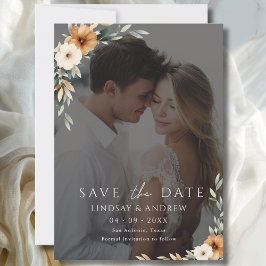 Elegant Copper Earthy Botanical Photo Save The Date