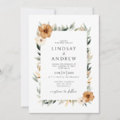 Elegant Copper & Earthy Botanical Photo Wedding Kaart (Voorkant)