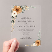 Elegant Copper & Earthy Botanical Wedding Acryl Uitnodigingen (Insitu (Draagbaar))