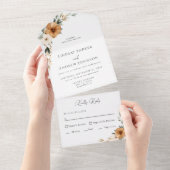 Elegant Copper & Earthy Botanical Wedding All In One Uitnodiging (Afscheurbaar)