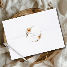 Elegant Copper & Earthy Botanical Wedding Ronde Sticker