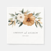 Elegant Copper & Earthy Botanical Wedding Servet (Voorkant)