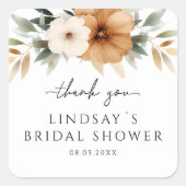 Elegant Copper & Earthy White Bridal Shower Vierkante Sticker (Voorkant)