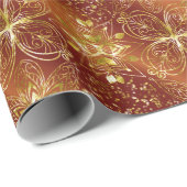 Elegant Copper Flower Mandala Wrapping Paper Cadeaupapier (Rol Hoek)