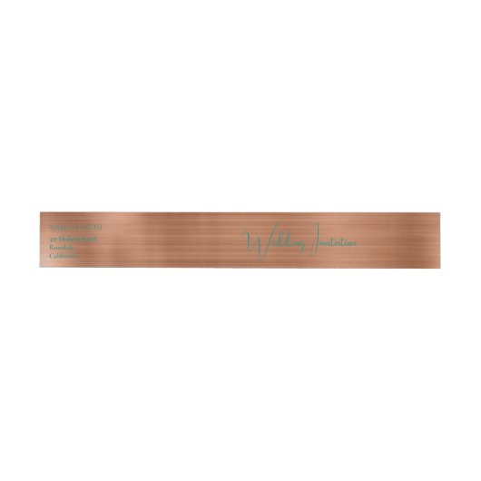 Elegant Copper Folie Blauwgroen Text Wedding Uitno Adreslabel Wikkel (Individueel)