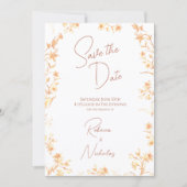 Elegant Copper Glow Wildflowers Script Photo Save The Date (Voorkant)