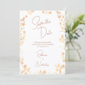 Elegant Copper Glow Wildflowers Script Photo Save The Date (Staand voorkant)