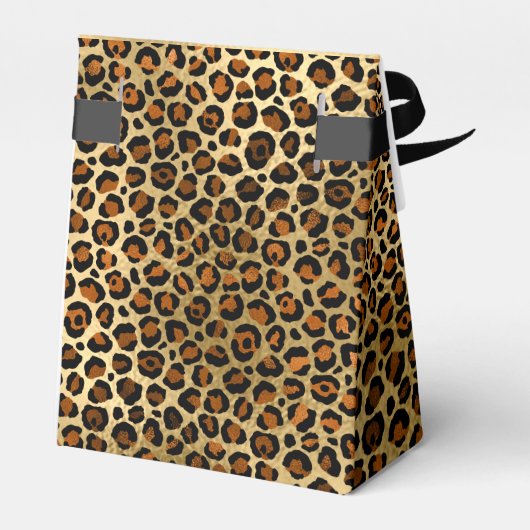 Elegant Copper Gold Leopard Animal Print Bedankdoosjes (Achterkant)