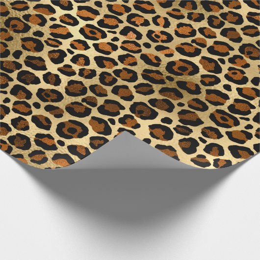 Elegant Copper Gold Leopard Animal Print Cadeaupapier (Hoek)