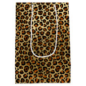 Elegant Copper Gold Leopard Animal Print Medium Cadeauzakje (Achterkant)