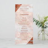 Elegant Copper Gold Marble Geometric Wedding Programmakaart (Staand voorkant)