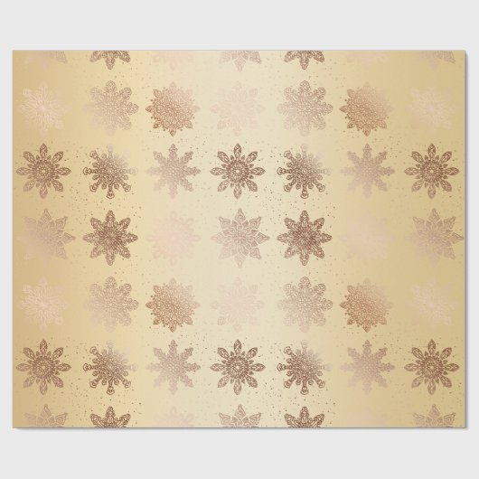 Elegant Copper Gold Snowflake-kerstpatroon Cadeaupapier (Vlak)