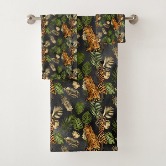 Elegant Copper Green Gold Tiger Lady Bad Handdoek (Insitu)