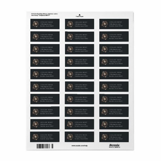 Elegant Copper Hibiscus Flower Return Address Etiket (Full Sheet)