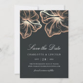 Elegant Copper Hibiscus Flower Wedding Save The Date (Voorkant)