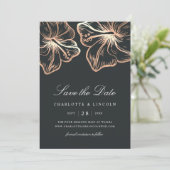 Elegant Copper Hibiscus Flower Wedding Save The Date (Staand voorkant)
