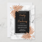 Elegant Copper Marble Black White Tropical Wedding Kaart (Voorkant)