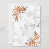 Elegant Copper Marble Black White Tropical Wedding Kaart (Achterkant)