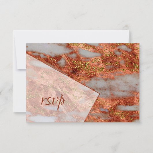 Elegant Copper Marble Geometric Wedding RSVP Kaartje (Voorkant)