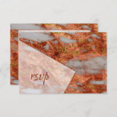 Elegant Copper Marble Geometric Wedding RSVP Kaartje (Voorkant / Achterkant)