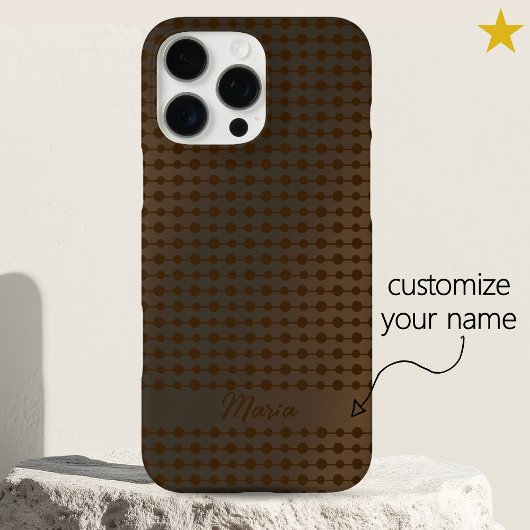 Elegant Copper Metal Dots Line Pattern Custom Name Case-Mate iPhone Case