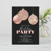 Elegant Copper Ornaments Holiday Party Kaart (Staand voorkant)