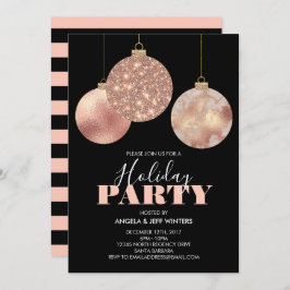 Elegant Copper Ornaments Holiday Party Kaart