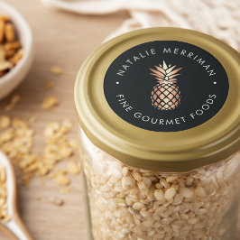 Elegant Copper Pineapple Bedrijfsnaam Ronde Sticker