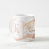 Elegant Copper Roos Gold Foil marble Monogram Koffiemok (Voorkant links)