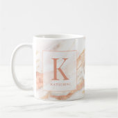 Elegant Copper Roos Gold Foil marble Monogram Koffiemok (Links)