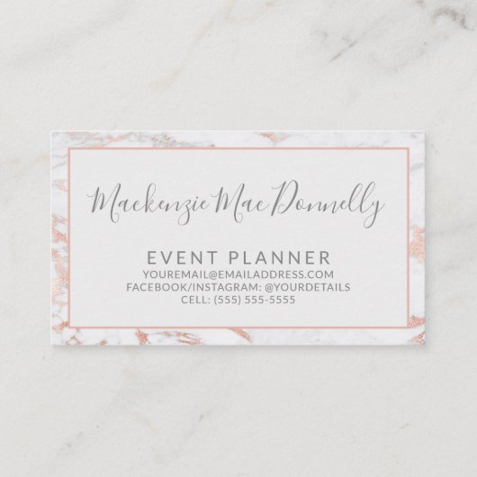 Elegant Copper Roos Gold Foil marble Monogram Visitekaartje (Achterkant)