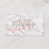 Elegant Copper Roos Gold Foil marble Monogram Visitekaartje (Voorkant)
