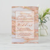 Elegant Copper Roos Gold Marble Glitter Wedding Kaart (Staand voorkant)