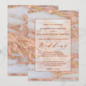 Elegant Copper Roos Gold Marble Glitter Wedding Kaart (Voorkant / Achterkant)