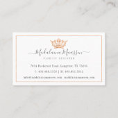 Elegant Copper Royal Floral & Foliage Crown Logo Visitekaartje (Achterkant)