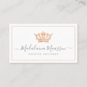 Elegant Copper Royal Floral & Foliage Crown Logo Visitekaartje (Voorkant)