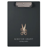 Elegant Copper Scissors Salon Logo Klembord (Voorkant)
