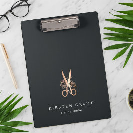 Elegant Copper Scissors Salon Logo Klembord