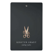 Elegant Copper Scissors Salon Logo Mini Klembord (Achterkant)