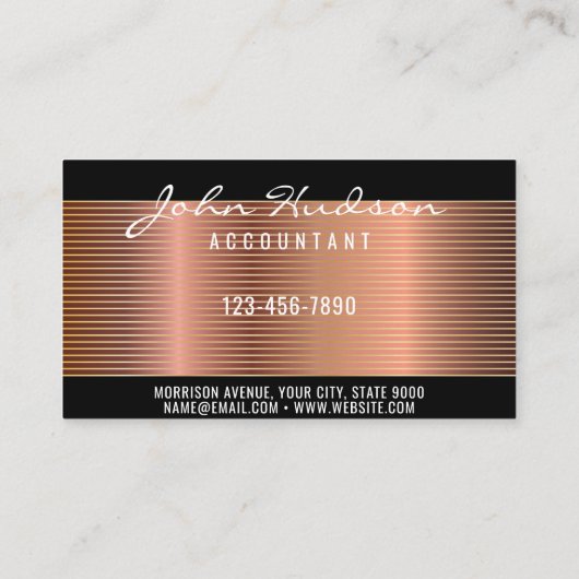 Elegant Copper Script Moderne Design 3.5x2 Busines Visitekaartje (Achterkant)